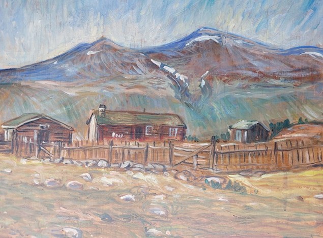 Bildet er måla av Pål Sætrom (1927-2019) etter eit foto frå 1950-talet. Foto: Eigar Kari og Jan Sætrom